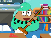 Online igrica Pou Classroom Clean free for kids