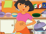 Pregnant Dora cooking crispy wings