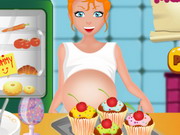 Pregnant Mom Cooking Muffins